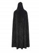 Gothic Style Simple Corduroy Shoulder Straps With Black Vertical Wool Leather Eyelets Adjustable Men's Hooded Cape