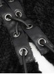 Gothic Style Simple Corduroy Shoulder Straps With Black Vertical Wool Leather Eyelets Adjustable Men's Hooded Cape