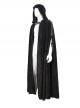 Gothic Style Simple Corduroy Shoulder Straps With Black Vertical Wool Leather Eyelets Adjustable Men's Hooded Cape