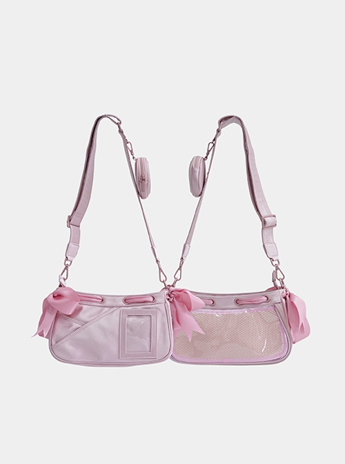 Ballerina Series Satin Bowknot Casual Underarm Anime Itabag Transparent Layer Kawaii Fashion Crossbody Bag