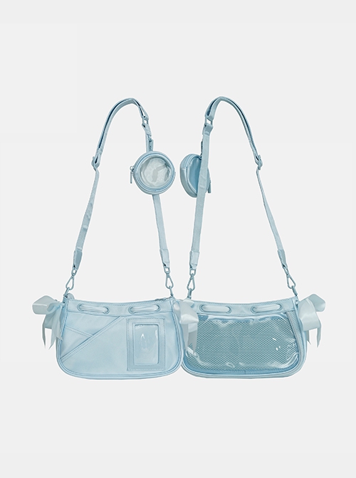 Ballerina Series Satin Bowknot Casual Underarm Anime Itabag Transparent Layer Kawaii Fashion Crossbody Bag