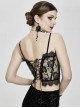 Gothic Style Sexy Velvet Splicing Hollow Lace Back Adjustable Straps Black Micro-Transparent Suspender Corset