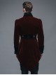 Gothic Style Elegant Weft Velvet Collar Embroidery With Exquisite Carved Buttons Black And Red Men's Swallowtail Jacket