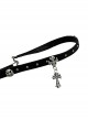 Cool Subculture Versatile Gothic Punk Dark Black Cross  Pendant Leather Strap Choker Necklace