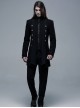 Punk Style Stand Collar Waist Disassembled Button Loop Wool Material Elegant Black Long Sleeves Male Coat