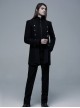 Punk Style Stand Collar Waist Disassembled Button Loop Wool Material Elegant Black Long Sleeves Male Coat