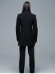 Punk Style Stand Collar Waist Disassembled Button Loop Wool Material Elegant Black Long Sleeves Male Coat