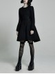 Gothic Style Cute Fur Ball Embroidered Lace Shawl Exquisite Rose Button Retro Black Long Sleeves Wool Coat