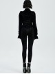 Gothic Style Elegant Stand Collar Luxury Velvet Exquisite Lace Ruffles Retro Black Long Sleeves Slim Blouse