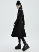 Punk Style Stand Collar Cool Apocalyptic Style Cracked Leather Five Pointed Star Buckle Black Long Sleeves Slim Coat