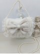 Fantasy Tea Party Elegant Plush Lace Kawaii Large Bowknot Pearl Chain Classic Lolita Crossbody Handbag