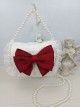 Fantasy Tea Party Elegant Plush Lace Kawaii Large Bowknot Pearl Chain Classic Lolita Crossbody Handbag