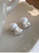 Stylish Elegant Versatile White Rounded Lustrous Classic Lolita Heart Shape Imitative Pearl Button Earrings