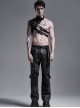 Punk Style High Collar Unique Cracked PU Leather Shoulder Cool Metal Spike Rivet Black Male Armor Accessory