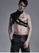 Punk Style High Collar Unique Cracked PU Leather Shoulder Cool Metal Spike Rivet Black Male Armor Accessory