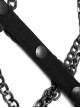 Punk Style Stand Collar Elastic Twill Fabric Handsome Metal Chain Link Sexy Hollow Rebellious Black Male Vest