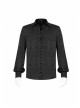 Gothic Style Exquisite Jacquard Dark Pattern Cross Velvet Lace Up Retro Carved Button Black Long Sleeves Shirt