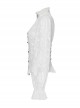 Gothic Style Elegant Ruffled Stand Collar Chiffon Embroidery Fabric Crystal Button White Trumpet Sleeves Slim Blouse