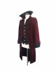 Gothic Style Warm Velvet Chest Exquisite Hand Embroidery With Glass Pattern Buttons Red And Black Fake Two Piece Men's Jacket