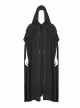 Gothic Style Exquisite Embroidered Lace Retro Metal Pendant Shoulder Multi Layered Black Hooded Long Cloak