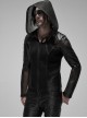 Punk Style Sexy Perspective Mesh Splicing Handsome Mechanical Segmentation Black Long Sleeves Hooded Jacket