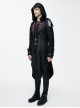 Punk Style Personality Fake Two Piece Glued Suede Stitching Twill Black Lapel Hooded Jacket