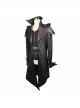 Punk Style Personality Fake Two Piece Glued Suede Stitching Twill Black Lapel Hooded Jacket