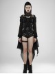 Punk Style Cracked PU Leather Cross Straps Lobster Buckle Detachable Black Bat Shaped See Through Chiffon Cloak