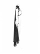 Punk Style Cracked PU Leather Cross Straps Lobster Buckle Detachable Black Bat Shaped See Through Chiffon Cloak