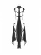 Punk Style Cracked PU Leather Cross Straps Lobster Buckle Detachable Black Bat Shaped See Through Chiffon Cloak