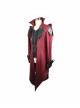 Punk Style Personality Fake Two Piece Glued Suede Stitching Twill Red Lapel Hooded Jacket