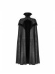 Gothic Style Stand Collar Gorgeous Jacquard Stitching Imitation Horse Wool Fabric Retro Metal Buckle Black Long Cloak