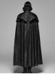 Gothic Style Stand Collar Gorgeous Jacquard Stitching Imitation Horse Wool Fabric Retro Metal Buckle Black Long Cloak