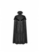 Gothic Style Stand Collar Gorgeous Jacquard Stitching Imitation Horse Wool Fabric Retro Metal Buckle Black Long Cloak