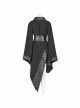 Punk Style V Neck Wave Print Lace Splicing Waist Seal Metal Adjustment Buckle Retro Black Furisode Kimono Dress