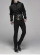 Gothic Style Elegant Stand Collar Gorgeous Jacquard Pattern Exquisite Jewel Button Vintage Black Long Sleeves Shirt