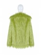 Punk Style Wool Like Fabric Warm And Comfortable Fluorescent Green Loose Fitting Long Sleeves Jacket