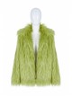 Punk Style Wool Like Fabric Warm And Comfortable Fluorescent Green Loose Fitting Long Sleeves Jacket