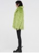 Punk Style Wool Like Fabric Warm And Comfortable Fluorescent Green Loose Fitting Long Sleeves Jacket