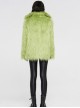 Punk Style Wool Like Fabric Warm And Comfortable Fluorescent Green Loose Fitting Long Sleeves Jacket