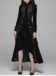 Gothic Style High Collar Chest Exquisite Embroidered Lace Back Waist Lace Up Retro Black Long Sleeves Slim Coat