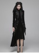 Gothic Style High Collar Chest Exquisite Embroidered Lace Back Waist Lace Up Retro Black Long Sleeves Slim Coat