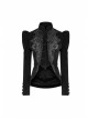 Gothic Style High Collar Chest Exquisite Embroidered Lace Back Waist Lace Up Retro Black Long Sleeves Slim Coat