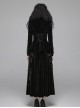 Gothic Style High Collar Chest Exquisite Embroidered Lace Back Waist Lace Up Retro Black Long Sleeves Slim Coat