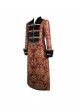 Gothic Style Gorgeous Jacquard With Velvet Fabric Front Center Ribbon Metal Button Link Gold Red Folding Coat