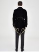 Gothic Style Simple Hand Embroidered Front Disc Flower Decoration Black And Gold Long-Sleeved Lapel Coat