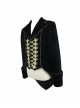 Gothic Style Simple Hand Embroidered Front Disc Flower Decoration Black And Gold Long-Sleeved Lapel Coat