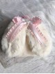 Plush White Rabbit Bowknot Check Ribbon Bow Lace Crossbody Pearl Chain Cute Sweet Lolita Bunny Bag