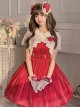 Rose Pearl Polarized Flower Bud Classic Lolita Bowknot High Waist Suspender Dress Lace Coat Hairband Hanamaru Set