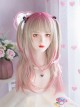 Golden Pink Gradient Y2K Landmine Flat Bangs Long Layered Hair Sweet Lolita Matte Full Head Wig